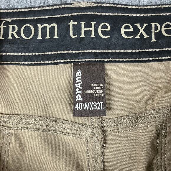 Prana Cargo Pants Mens 40x32 Tan Outdoor Hiking Belted Waist Utility Stretch - Picture 6 of 10